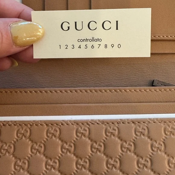 Gucci GG Leather Wallet with Gold Chain + Box & Dust Bag